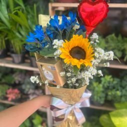 Buquê 1 Girassol e Ferrero Rocher