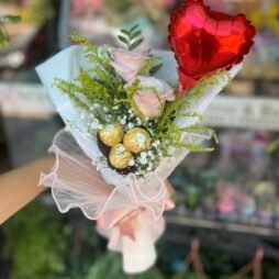 Buquê 2 Rosas Pink com Ferrero Rocher