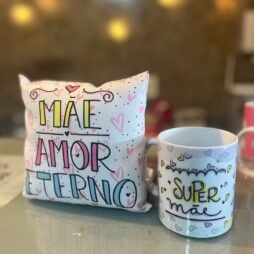 Kit Amor Eterno: Almofada & Caneca Super Mãe